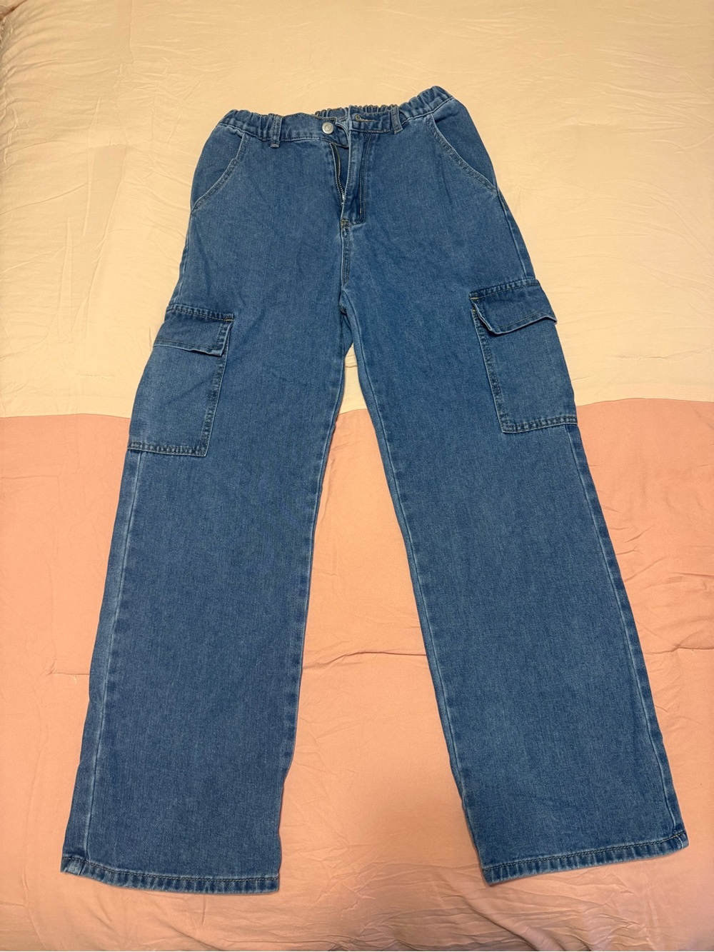 Youth (Size 15Y) Blue Cargo Denim Pants